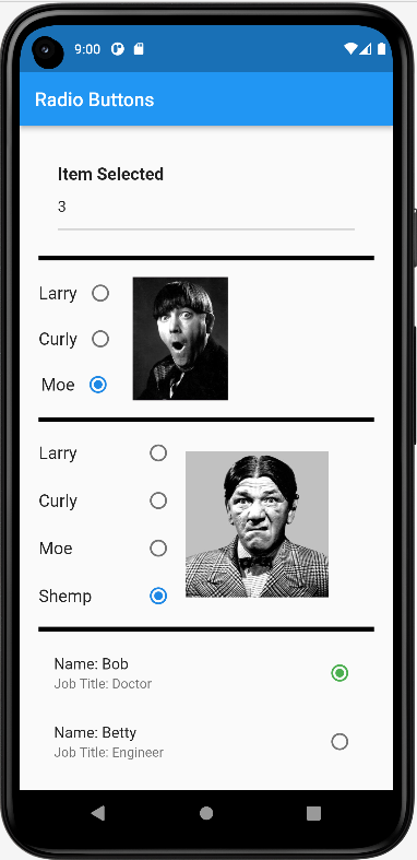 Radio Buttons App